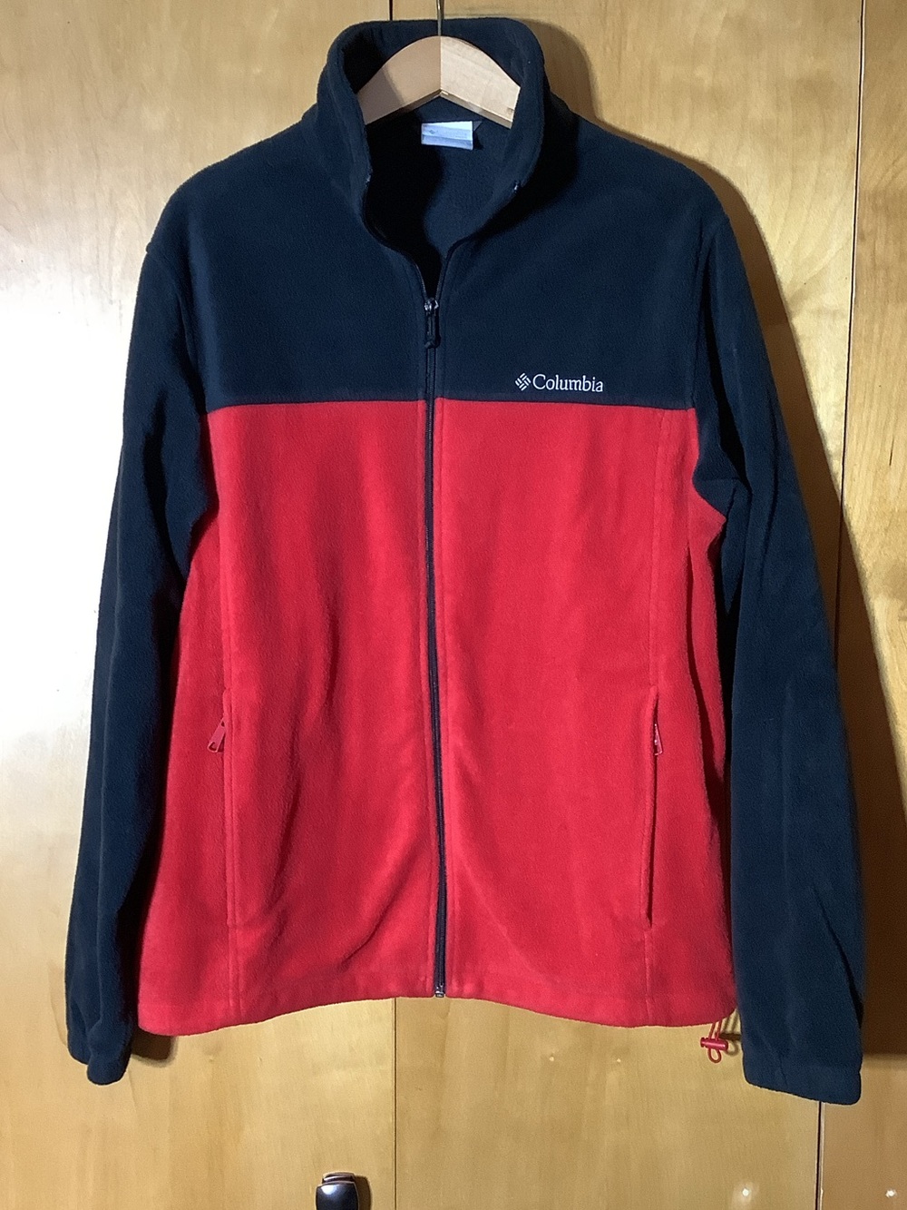 Columbia black and red full zip, size large